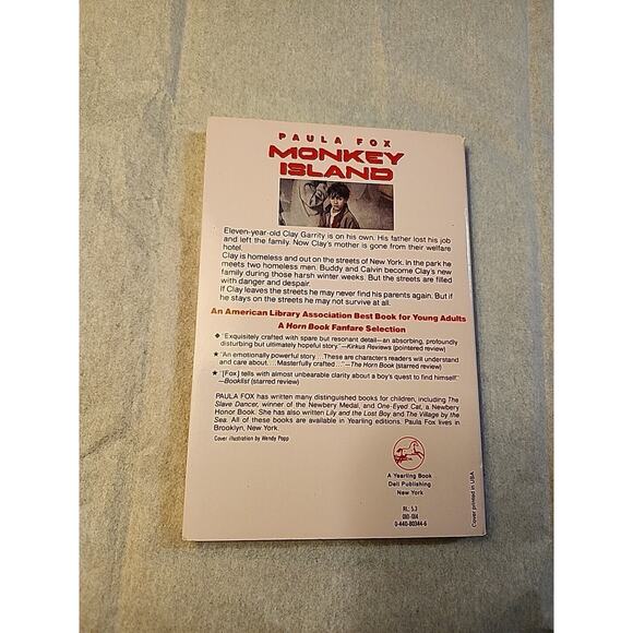 Monkey Island by Paula Fox Dell Yearling Book Paperback 1991 - Picture 2 of 8